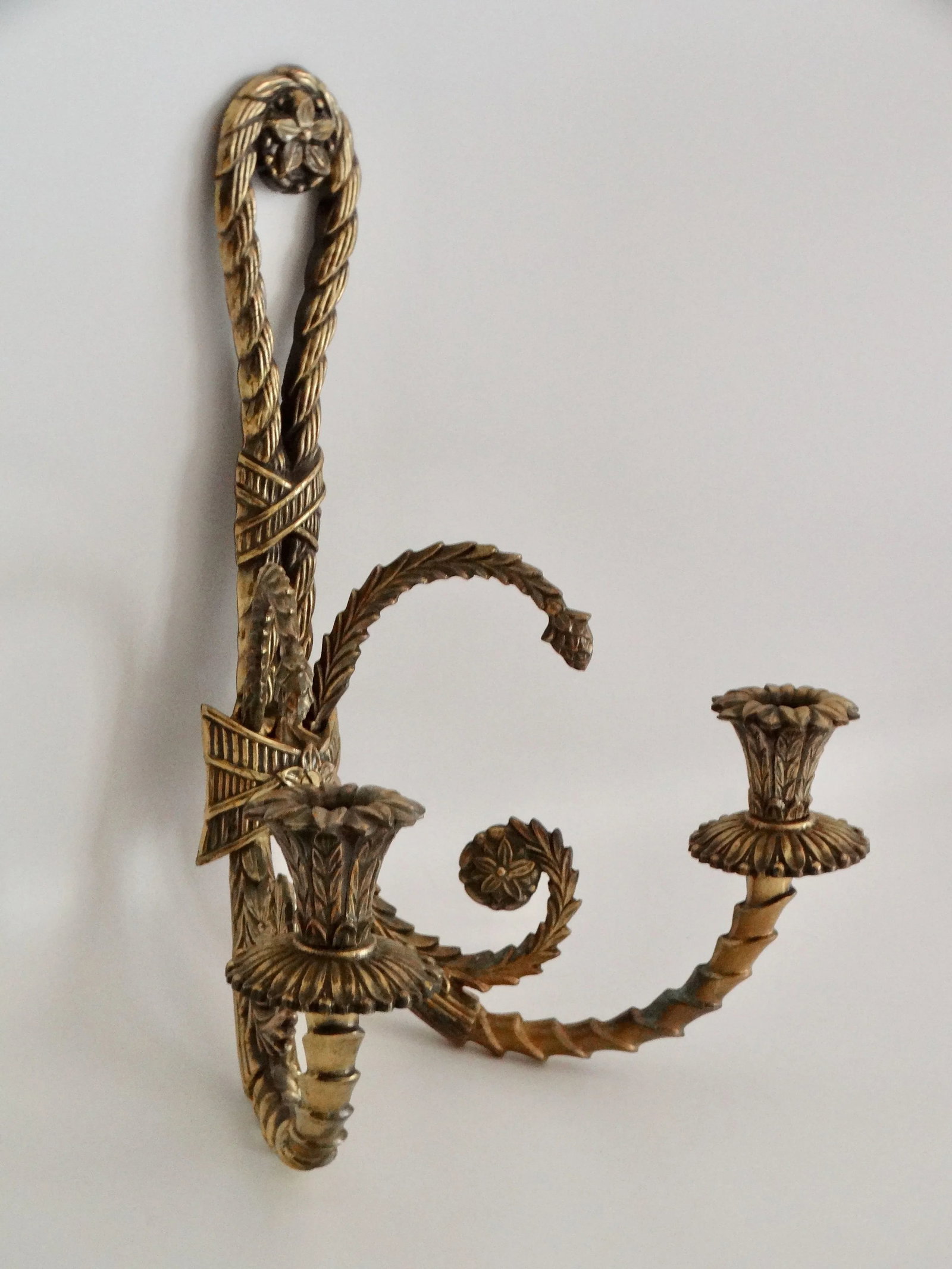 Mid Century French Solid Brass Sconces, a Pair - 5