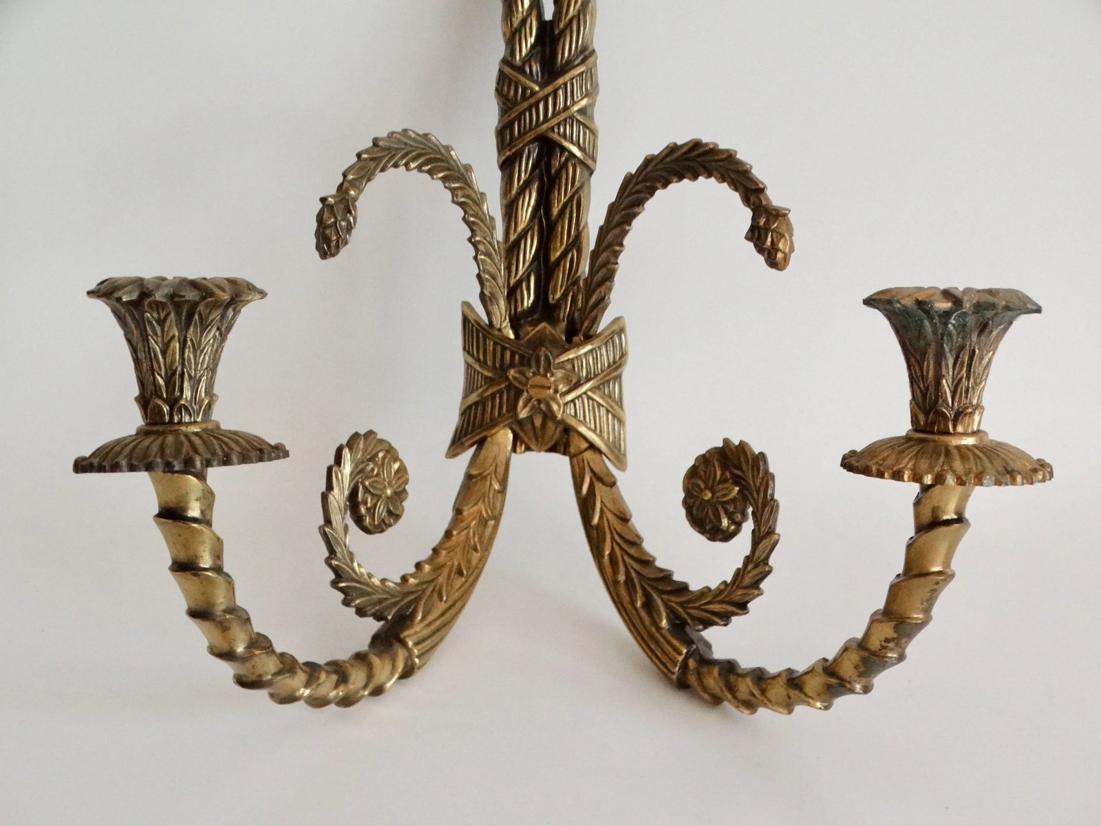 Mid Century French Solid Brass Sconces, a Pair - 8