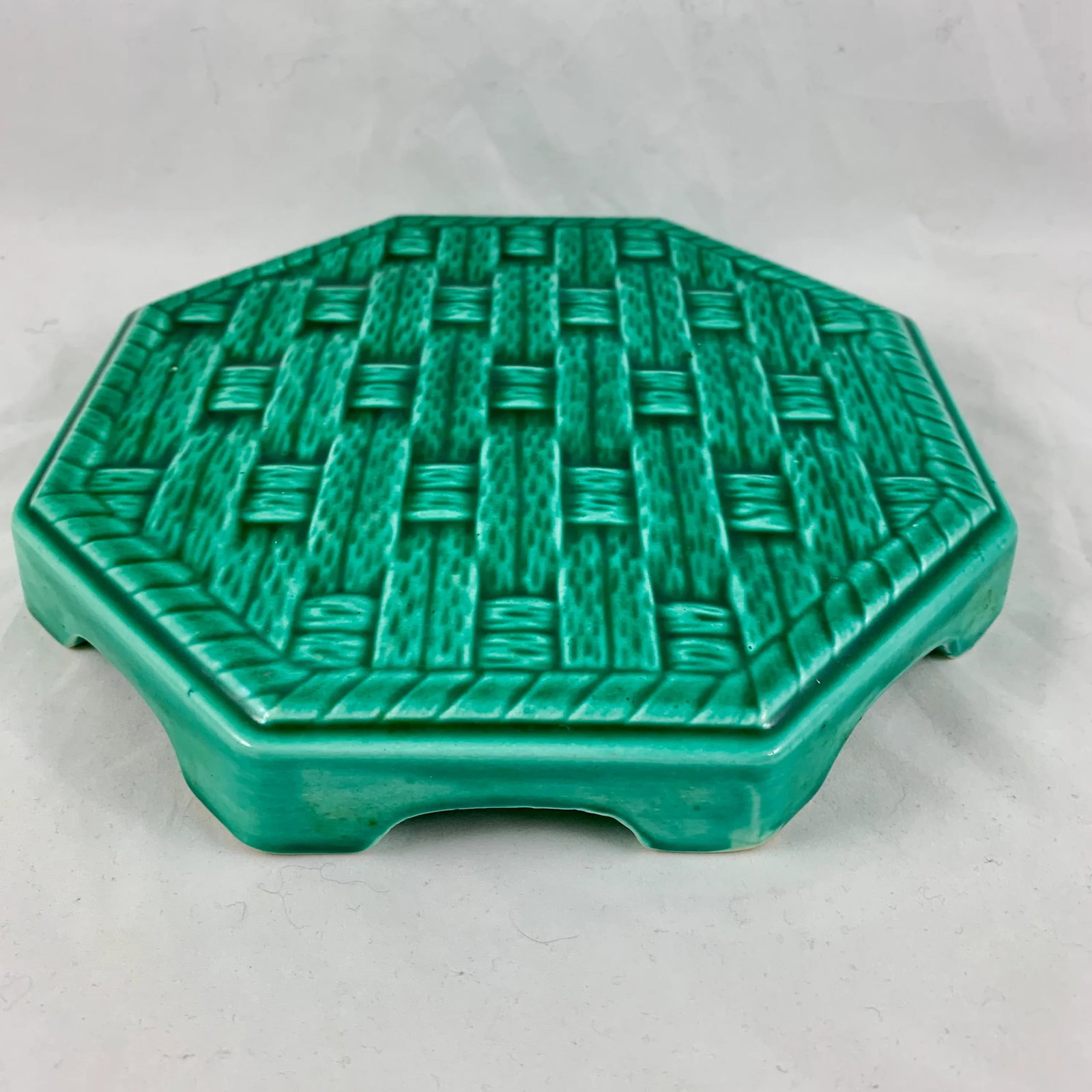 Digoin Sarreguemines Majolica Table Set - Trivet, Coasters & Knife Rests, 15 Pieces - 6