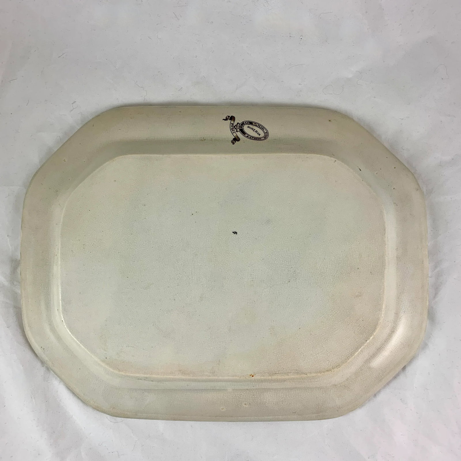 Podmore Walker Staffordshire Minerva Mythology Sepia Brown Transferware Platter - 12