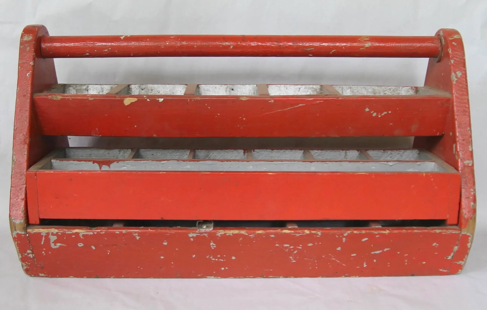 Vintage Red and Silver Wood Carryall - 2