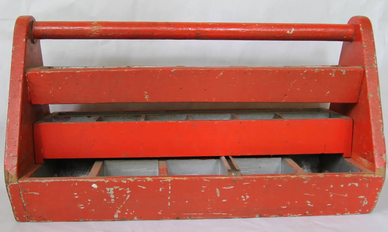 Vintage Red and Silver Wood Carryall - 3