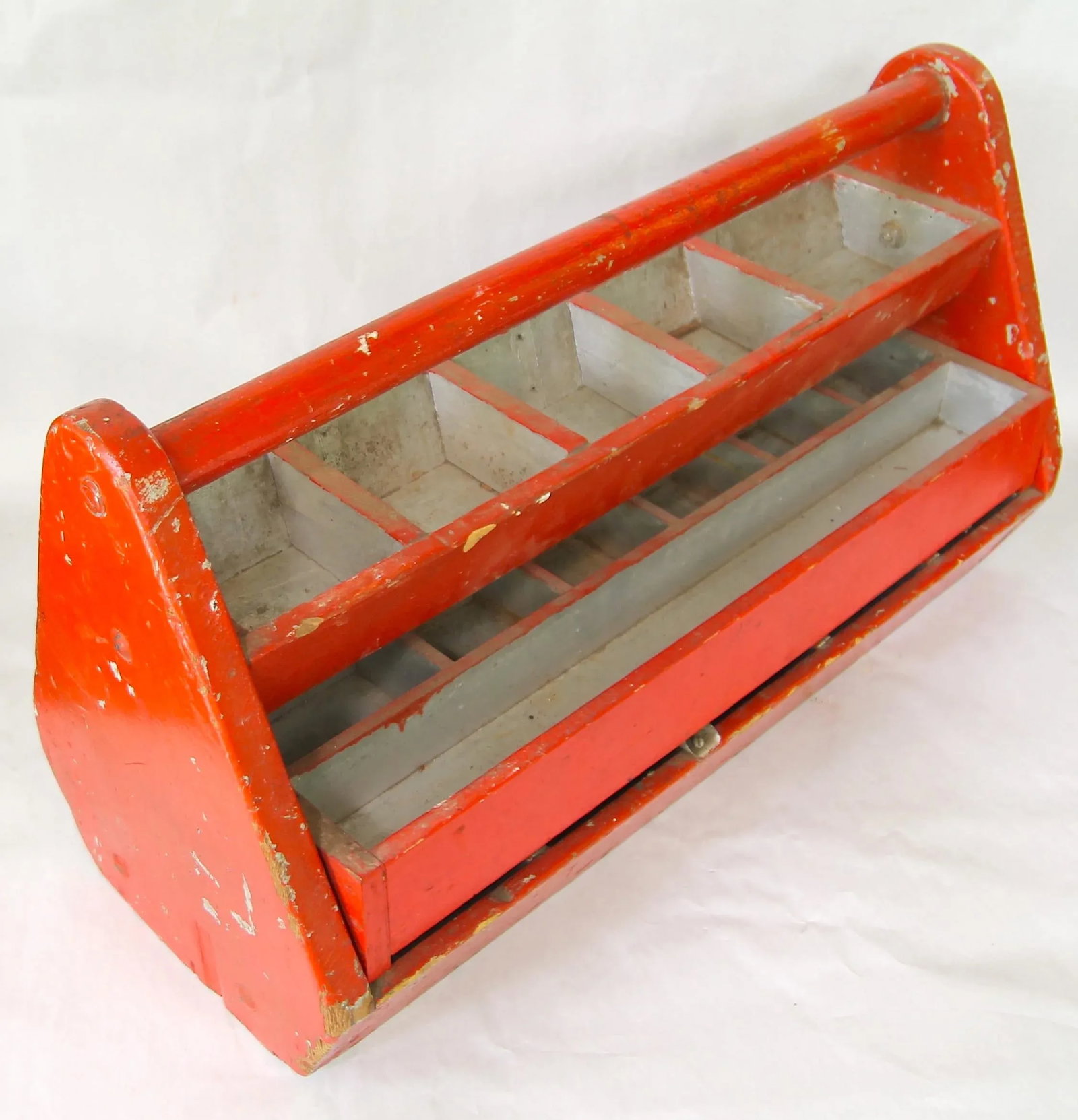 Vintage Red and Silver Wood Carryall - 4
