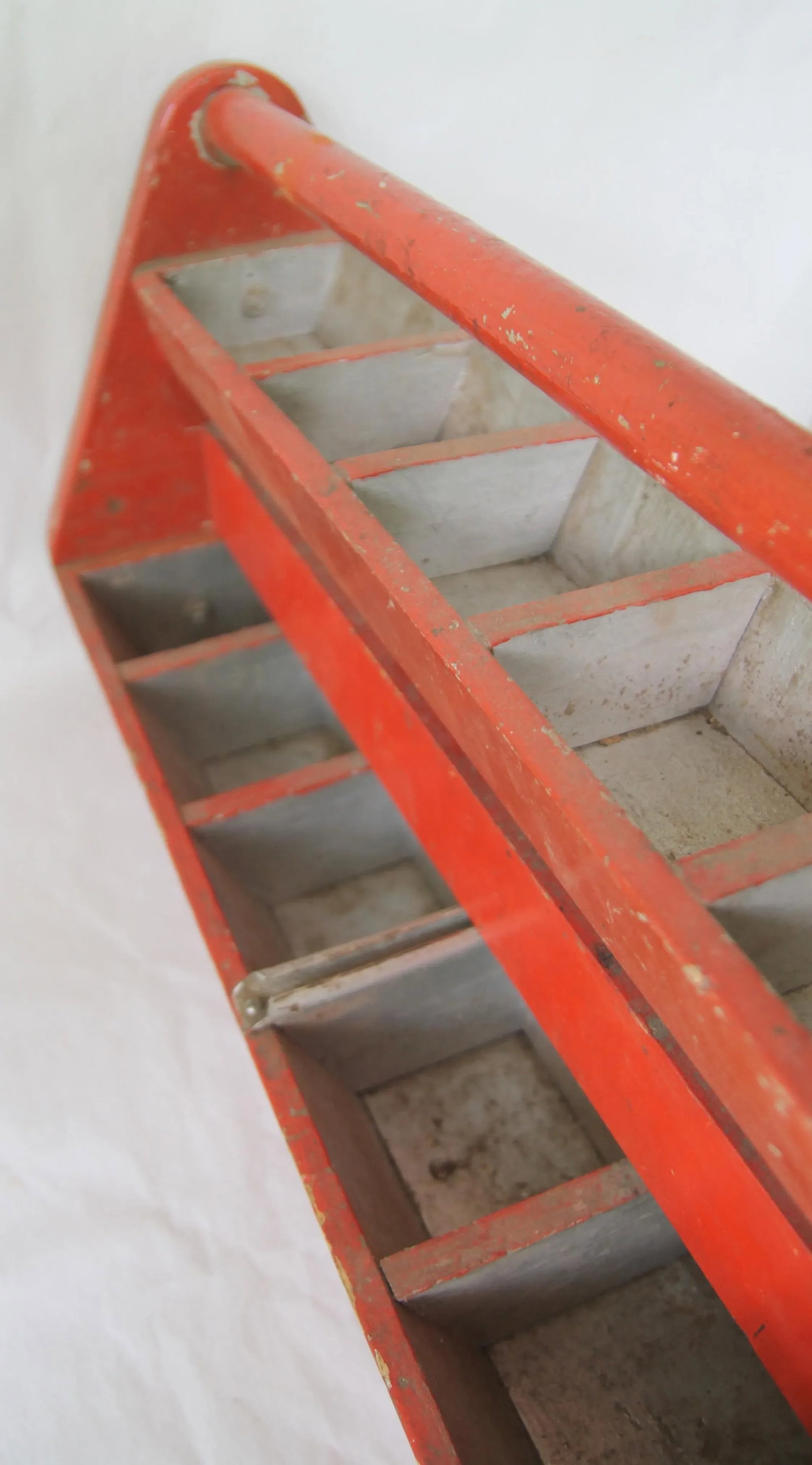 Vintage Red and Silver Wood Carryall - 6