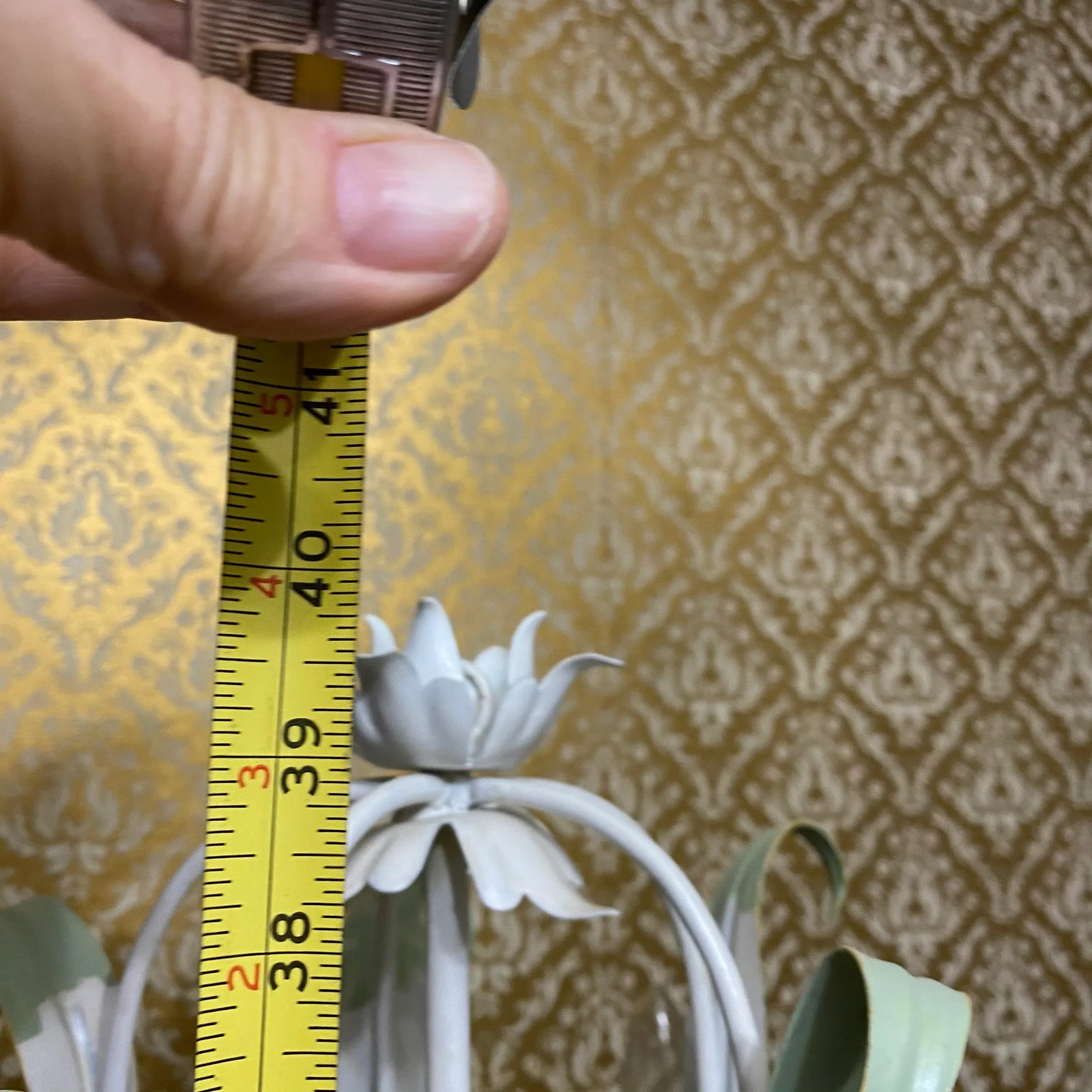 1970s Italian Palm Beach Regency Porcelain Crane Metal Painted Tole Floral Lamp - 10