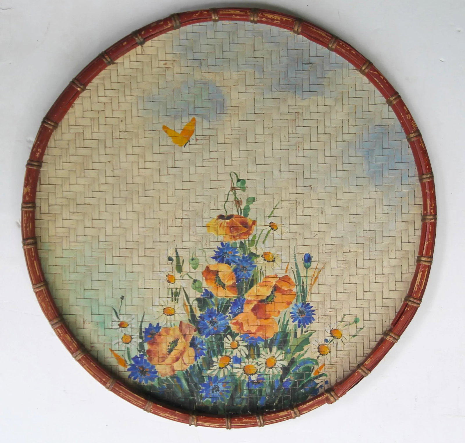 Circa 1940s Hand Painted Wall Hanging Basket - 10