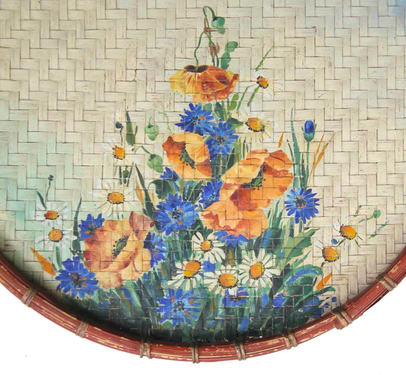 Circa 1940s Hand Painted Wall Hanging Basket - 2