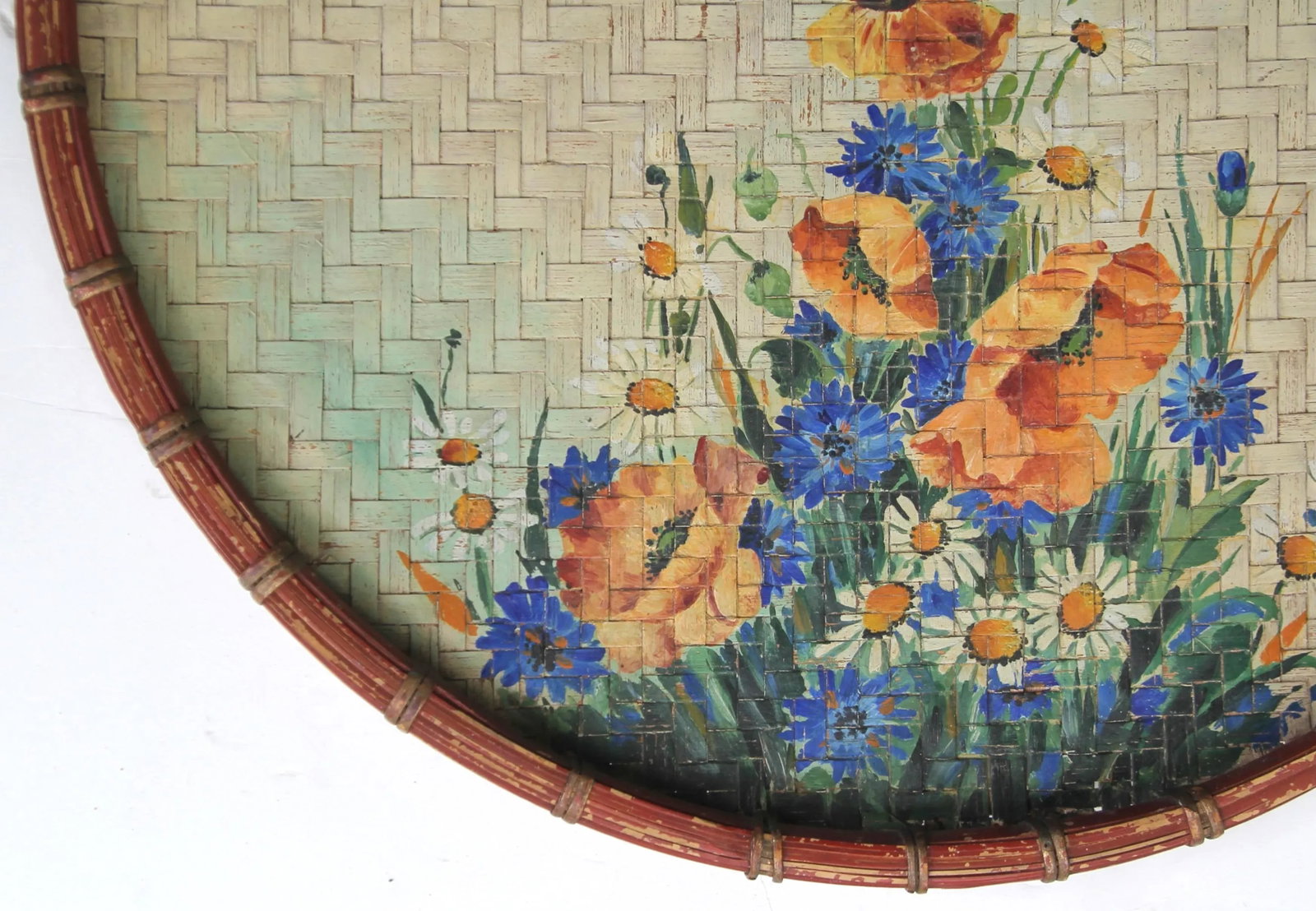 Circa 1940s Hand Painted Wall Hanging Basket - 5