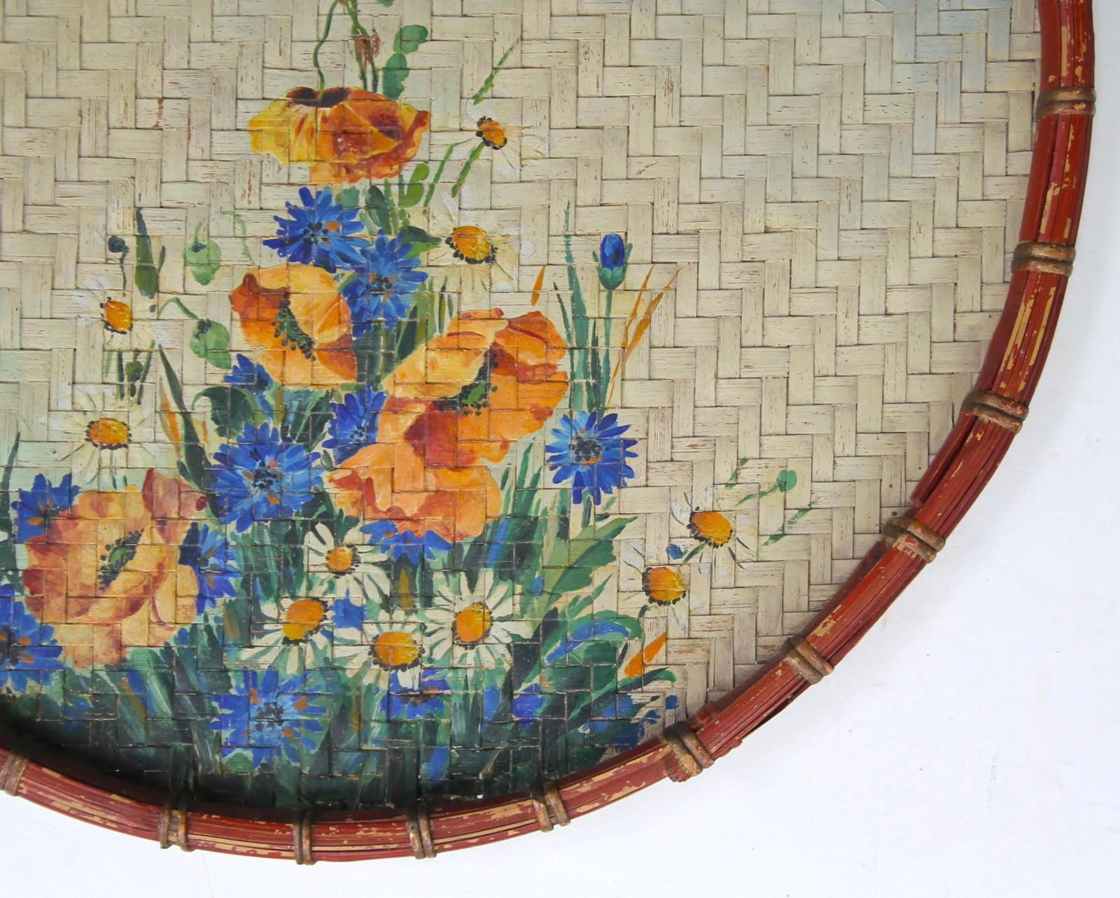 Circa 1940s Hand Painted Wall Hanging Basket - 6