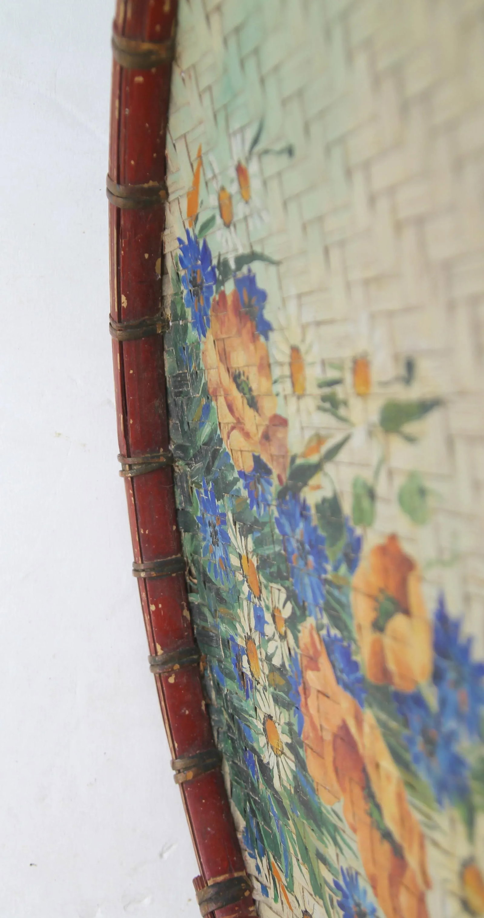 Circa 1940s Hand Painted Wall Hanging Basket - 7
