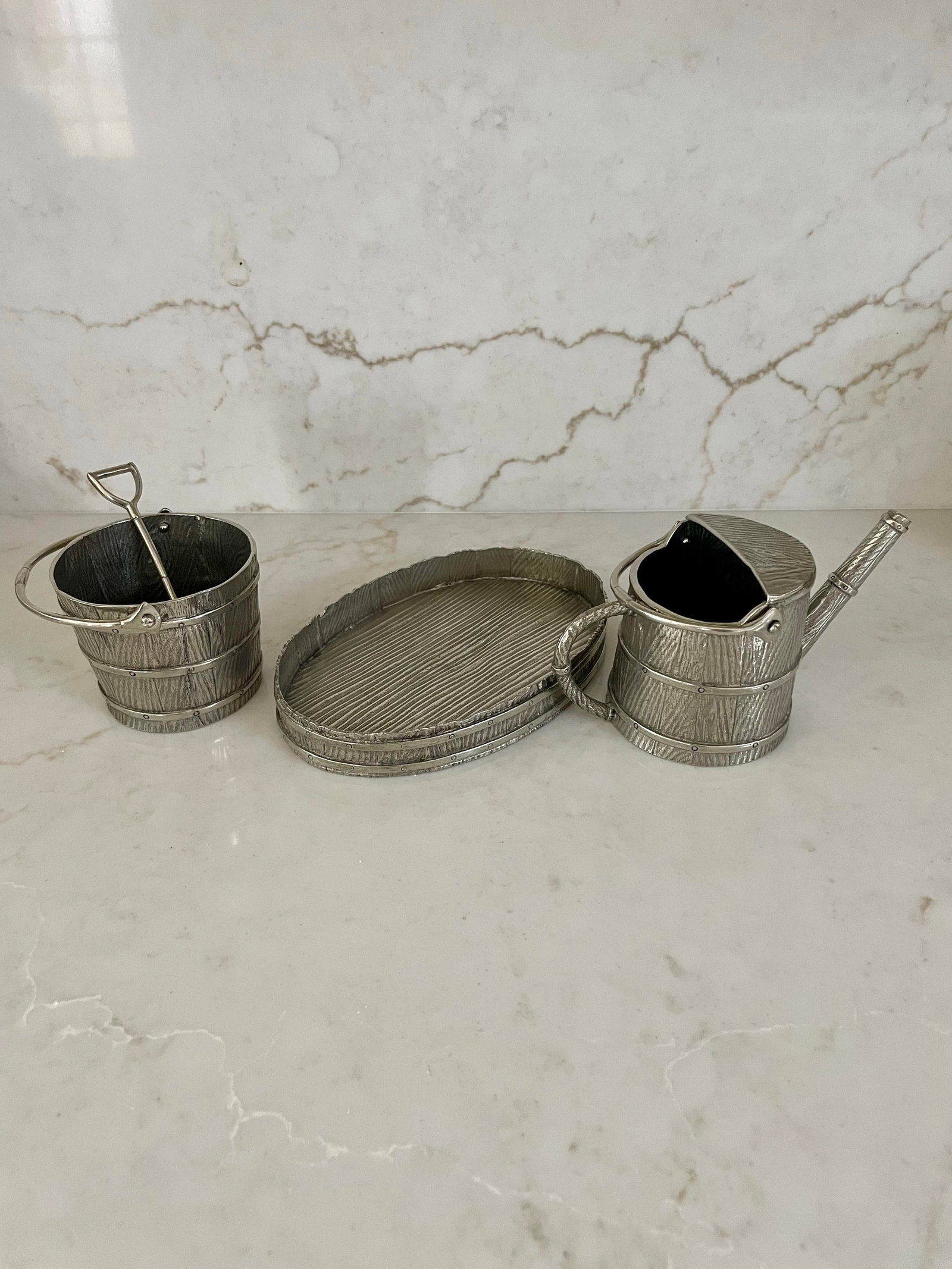 Gardening Pewter Creamer and Sugar Set - 3