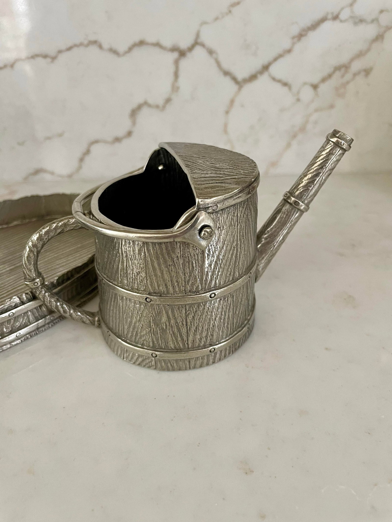 Gardening Pewter Creamer and Sugar Set - 5