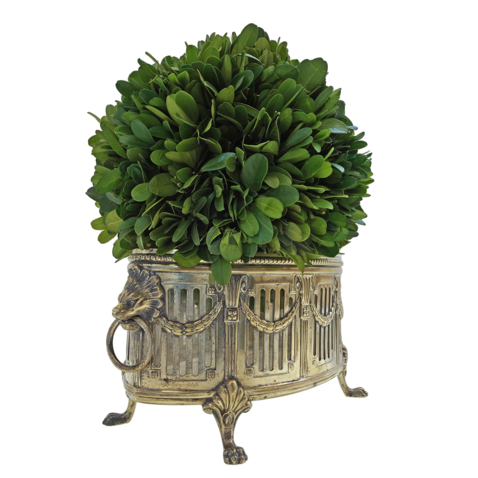 Antique WMF Jardiniere Glass Liner Centerpiece Bowl Neoclassical Style Silverplate Brass Lion Handle - 3