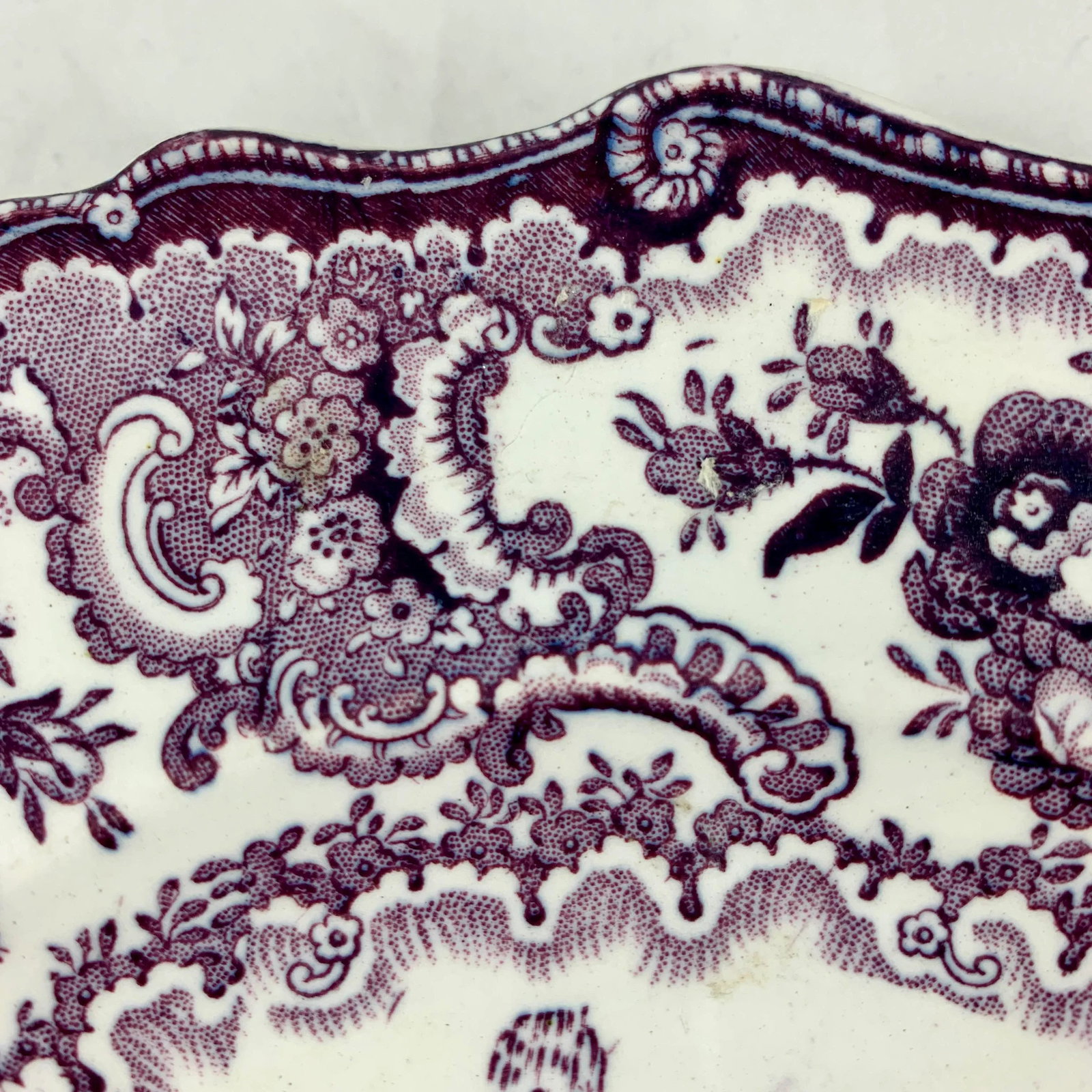 William Adams IV & Sons Purple Fountain Scenery Staffordshire Transferware Plate - 3