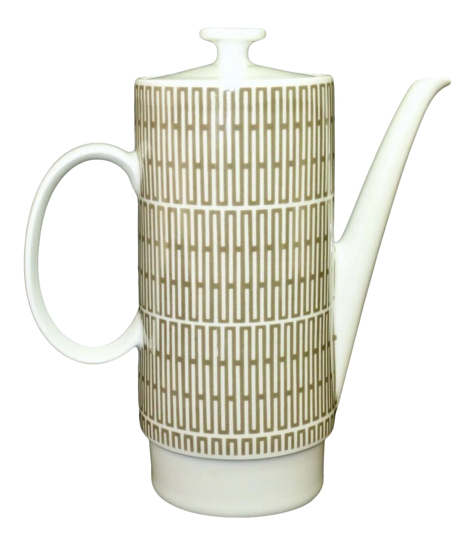 1950's Mid Century Modern Coffee Pot Schwarzenhammer Bavaria: Classic, mid century styling from a world-renowned maker. Back stamp dates manufacture to the early 1950's at the height of the mid century modern movement. Soda can for scale only, not included in sa