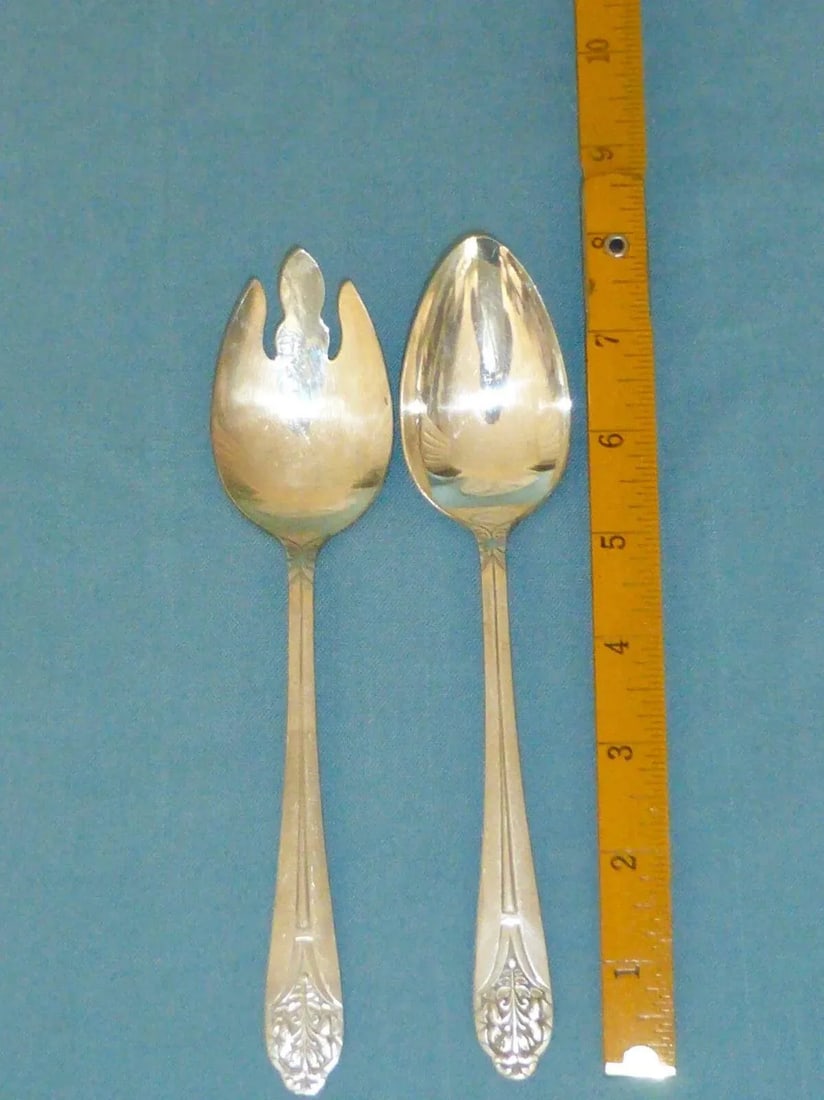 Art Nouveau National Silver Co. "Claudia" Silver Plate Flatware 7 Complete Place Settings With Servi - 7