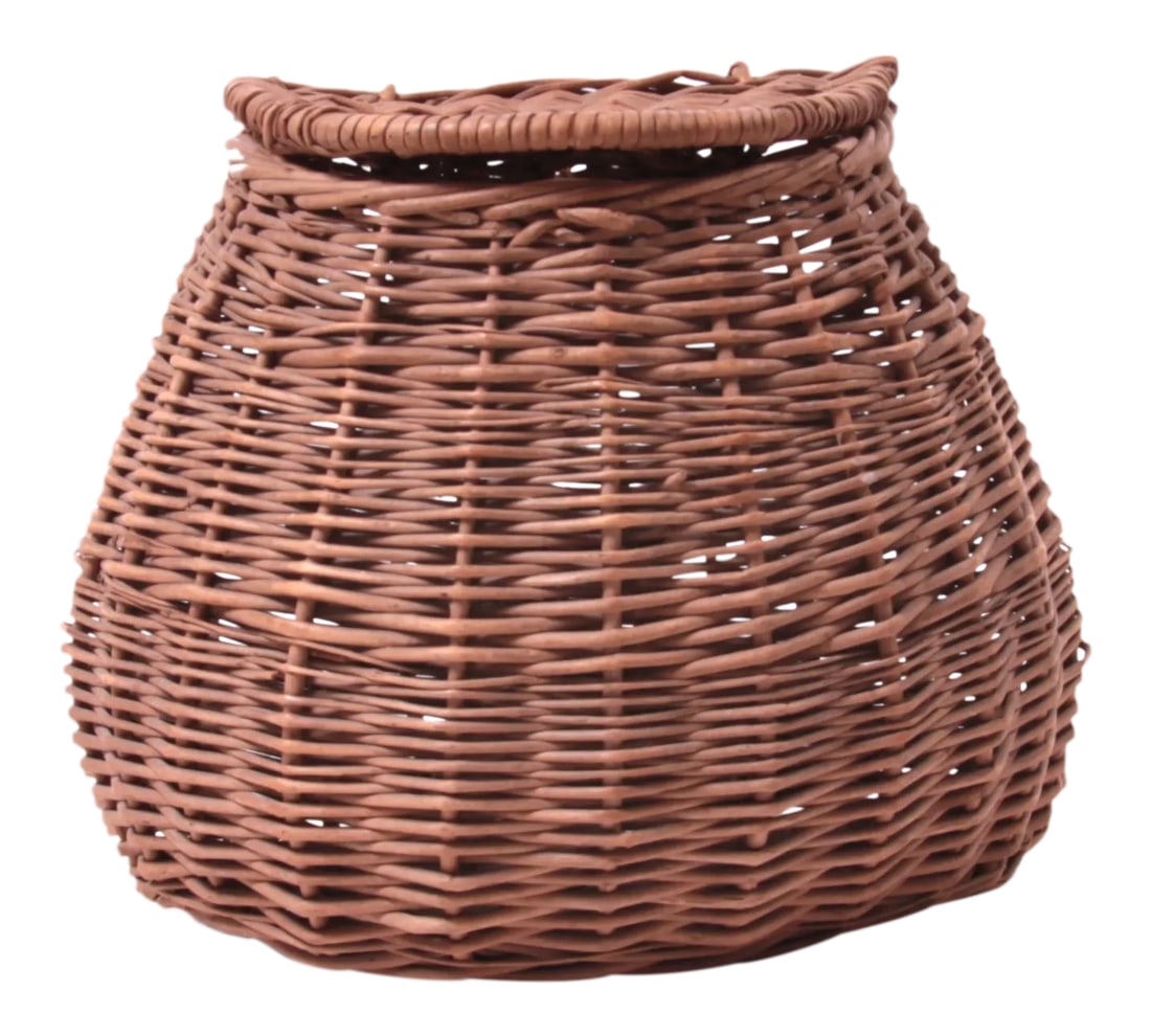Fishing Creel: Circa 1950s wicker fishing creel with ring for hanging. Minor wear. Condition: Alterations: Original Condition Unaltered Imperfections: Some Imperfections Condition Notes: Good - Moderate wear and
