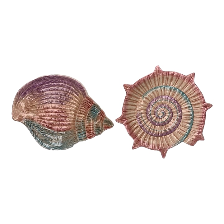 1990s Fitz & Floyd Omnibus Caribbean Shell Plates- Set of 2 (1 of 4)