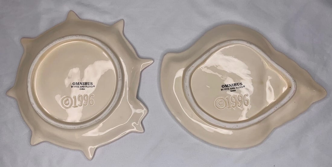 1990s Fitz & Floyd Omnibus Caribbean Shell Plates- Set of 2 - 2