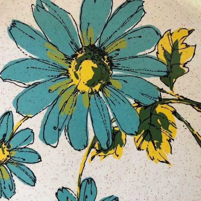 70s Brendan Erin Stone Floral Pattern Dinner Plates- Set of 6 - 2