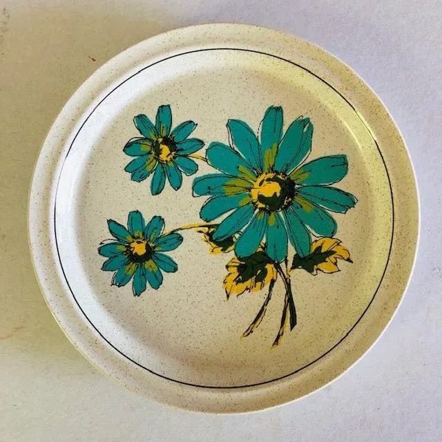 70s Brendan Erin Stone Floral Pattern Dinner Plates- Set of 6 - 3