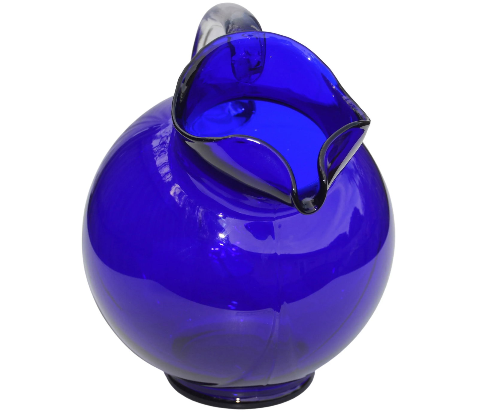 Vintage Cobalt Blue Glass Art Pitcher - 10