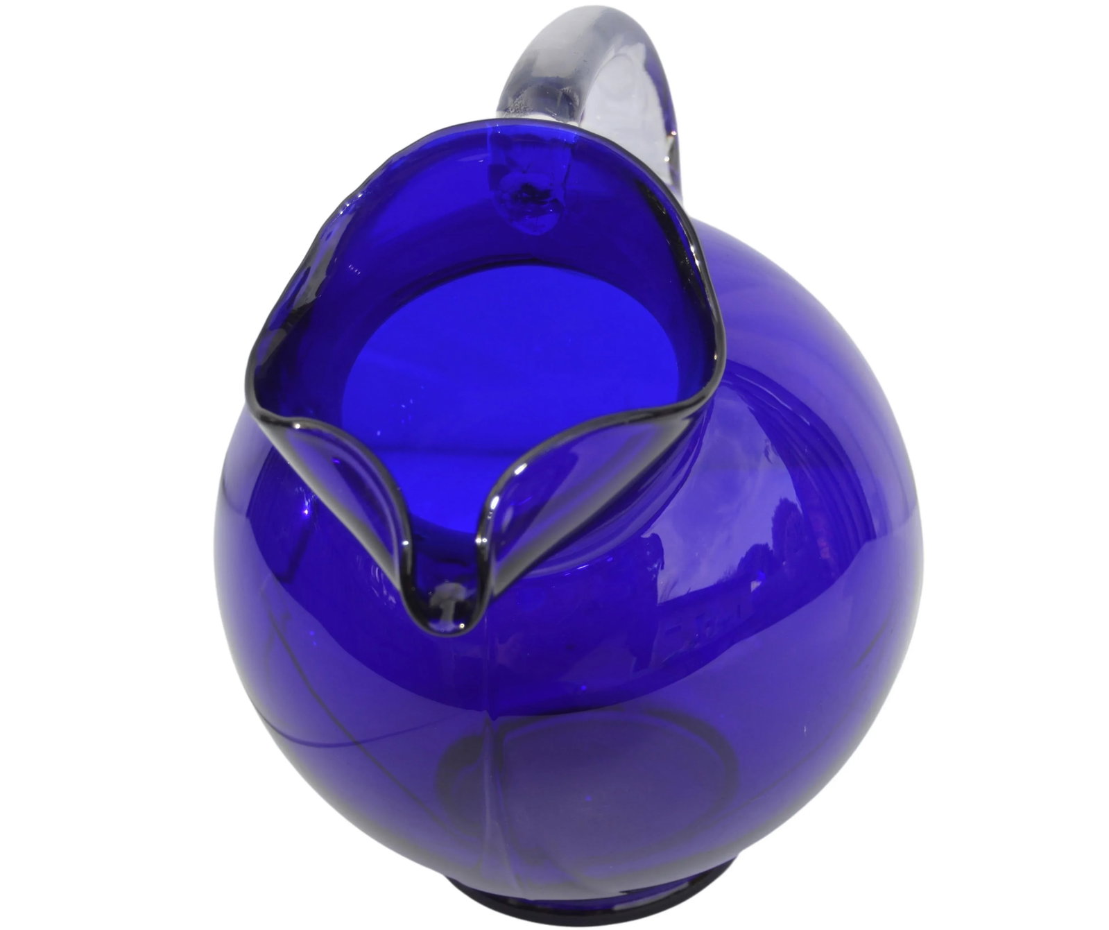 Vintage Cobalt Blue Glass Art Pitcher - 7