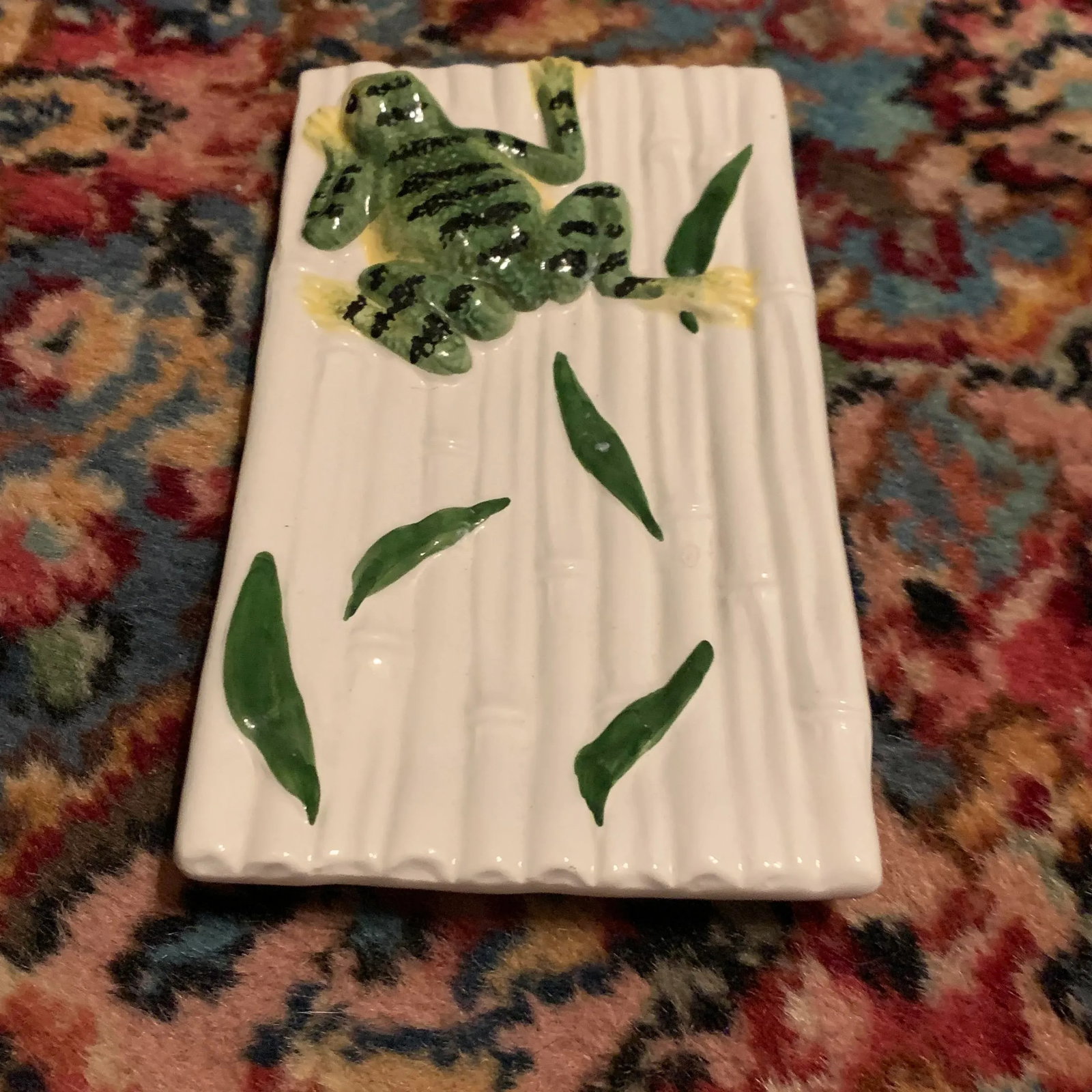 Italian Majolica Vietri Frog and Faux Bois Plate - 4