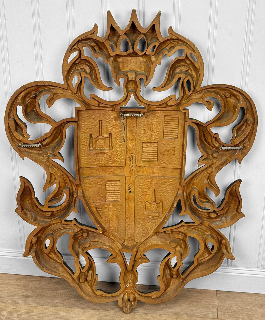 Vintage 38" Heraldry Coat of Arms Wall Art Hanging Sculpture - 13