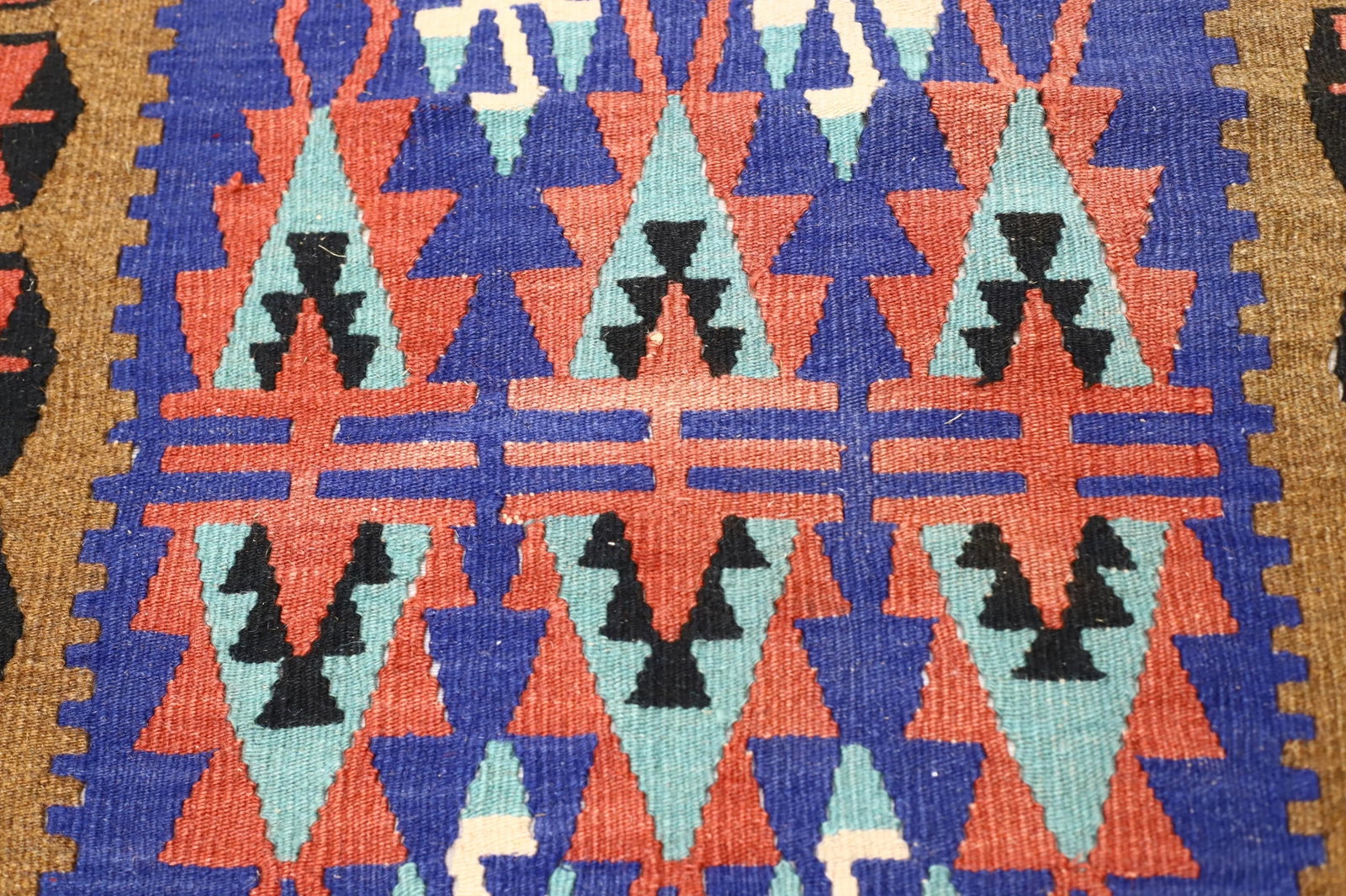 1960s Scandinavian Style Tribal Wool Blue Hand Knotted Kilim Area Rug - 5