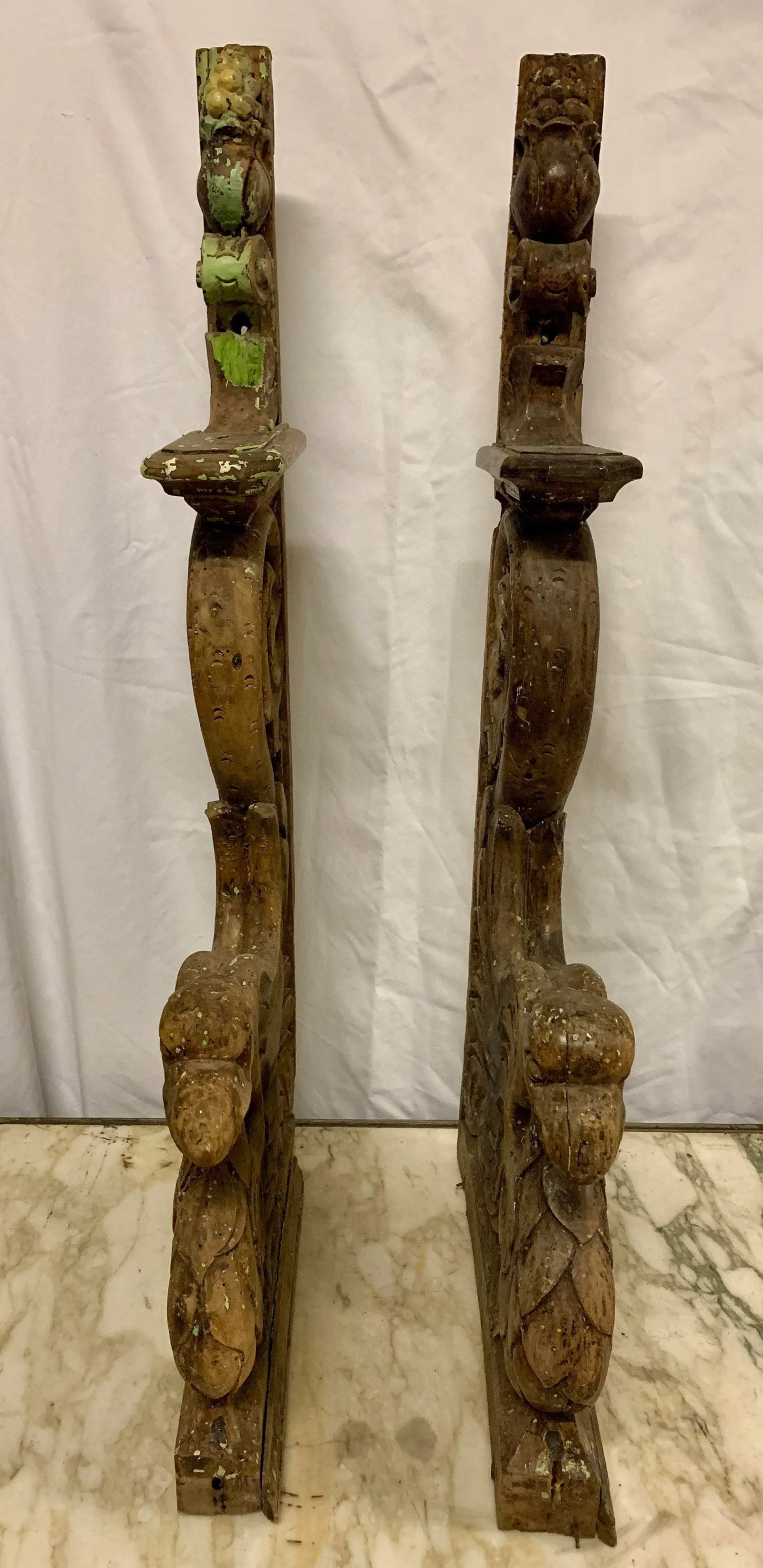 Mid 19th Century French Carved Wooden Architectural Brackets | Corbels - a Pair - 11