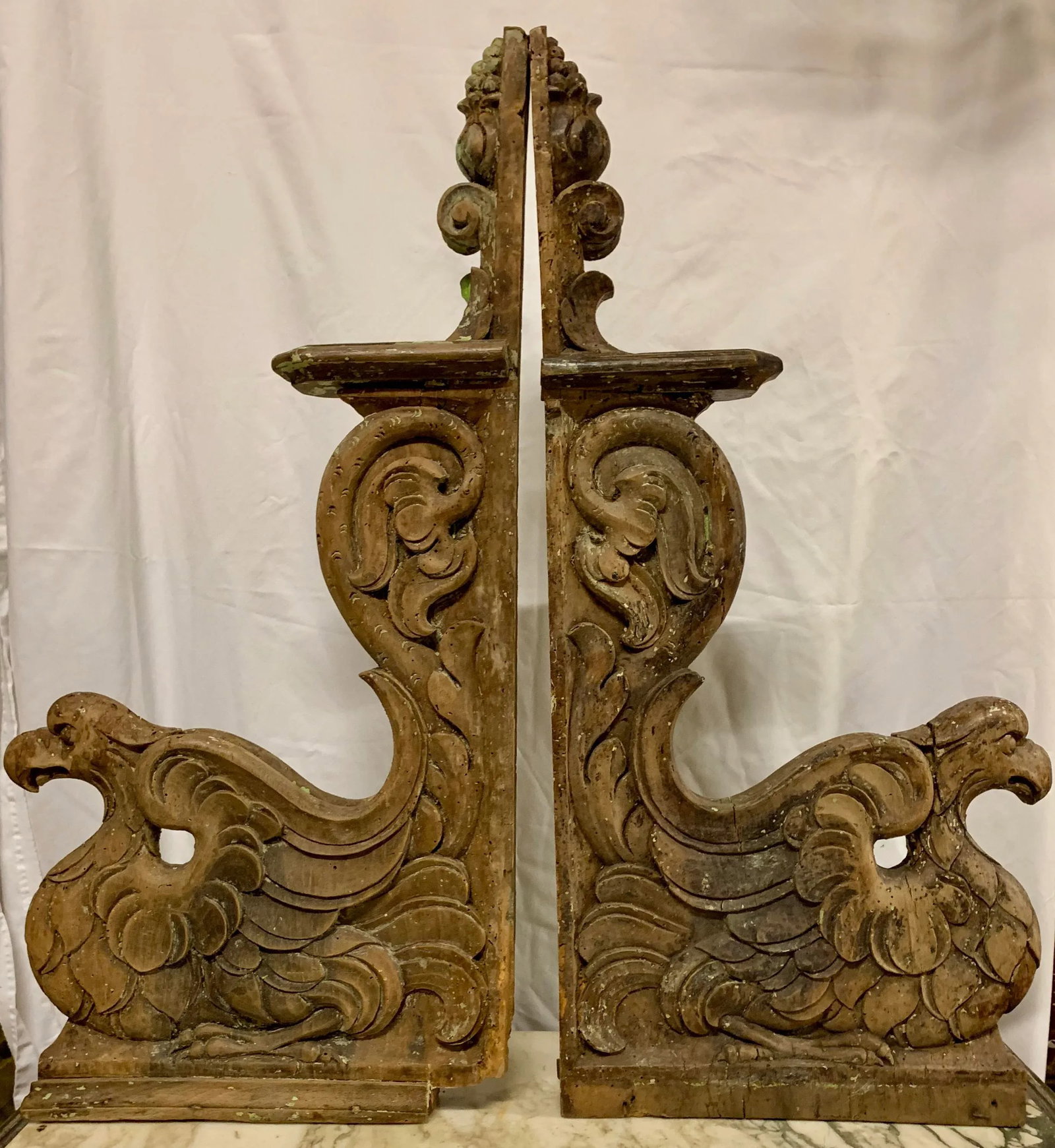 Mid 19th Century French Carved Wooden Architectural Brackets | Corbels - a Pair - 13