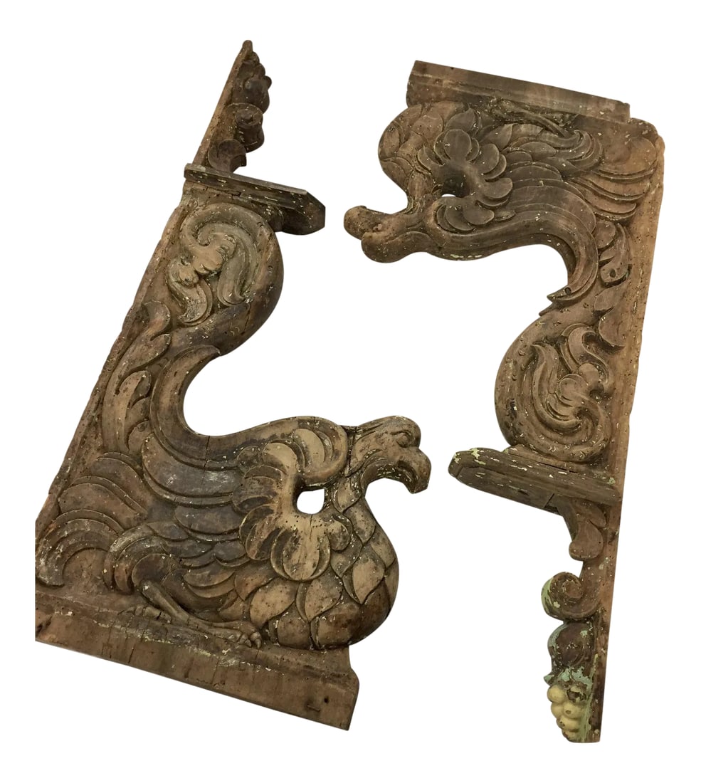 Mid 19th Century French Carved Wooden Architectural Brackets | Corbels - a Pair - 3