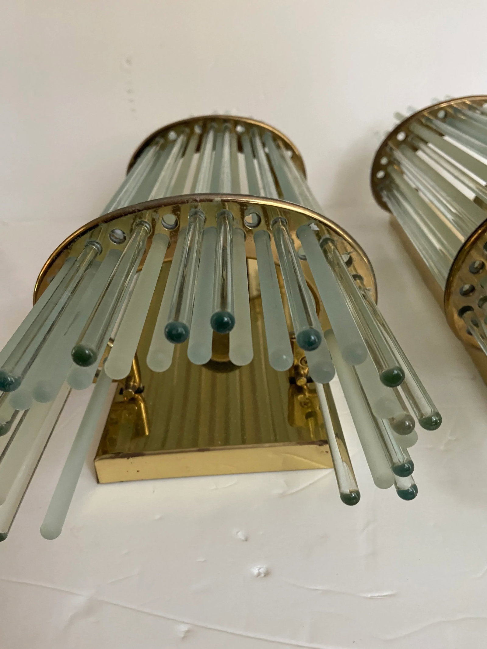 Mid Century Post Modern Murano Venini Italy Style Glass Sconce a Pair - 11