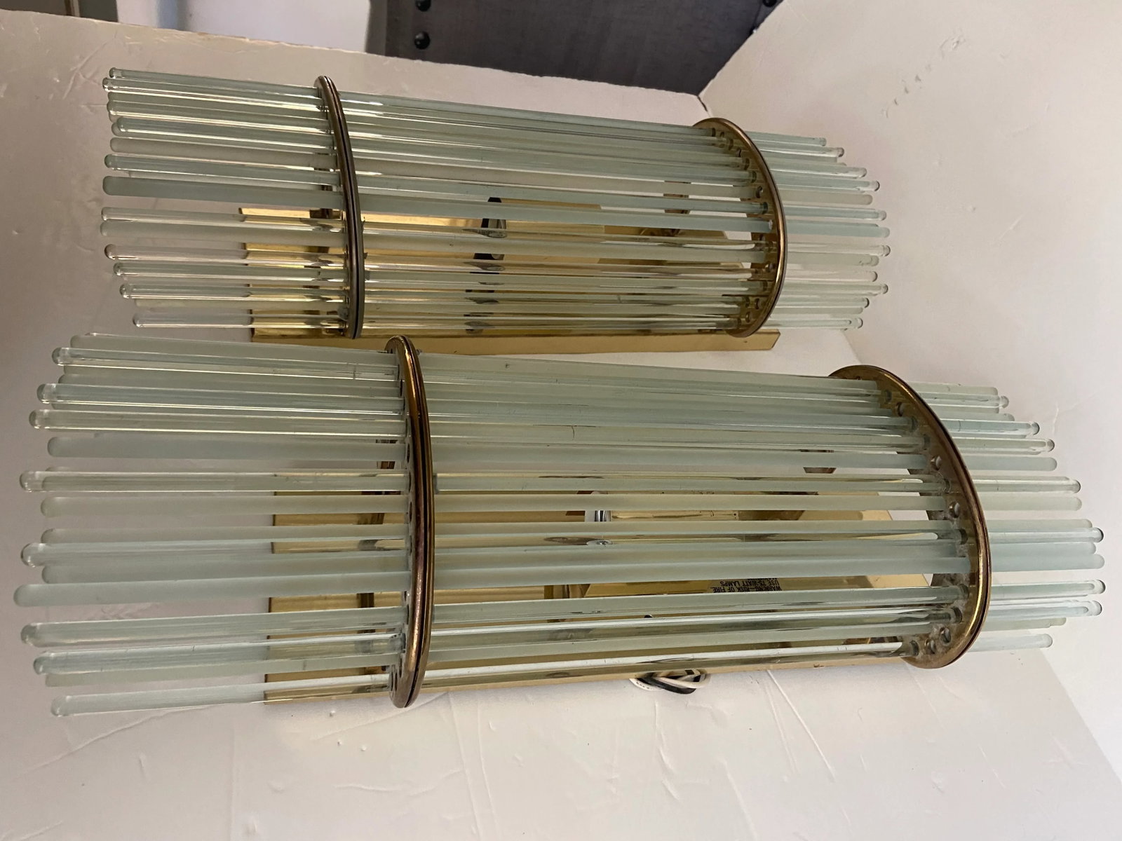 Mid Century Post Modern Murano Venini Italy Style Glass Sconce a Pair - 9