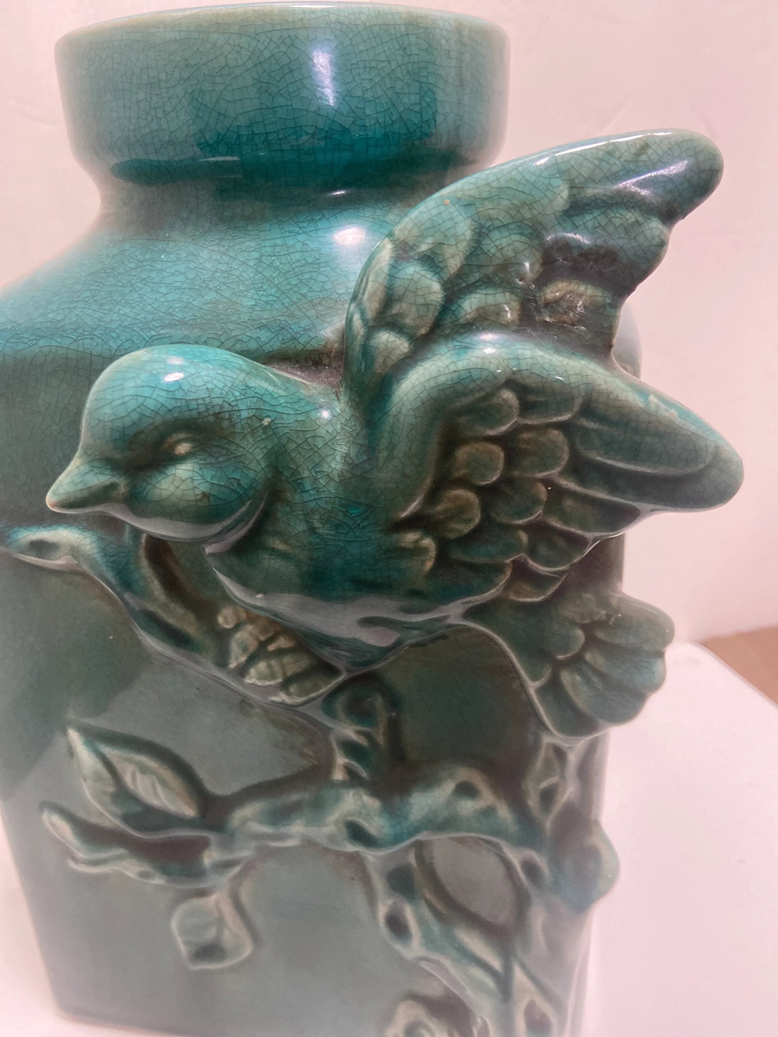 Vintage Art Deco Porcelain Bird Urn Vessel Vase - 2