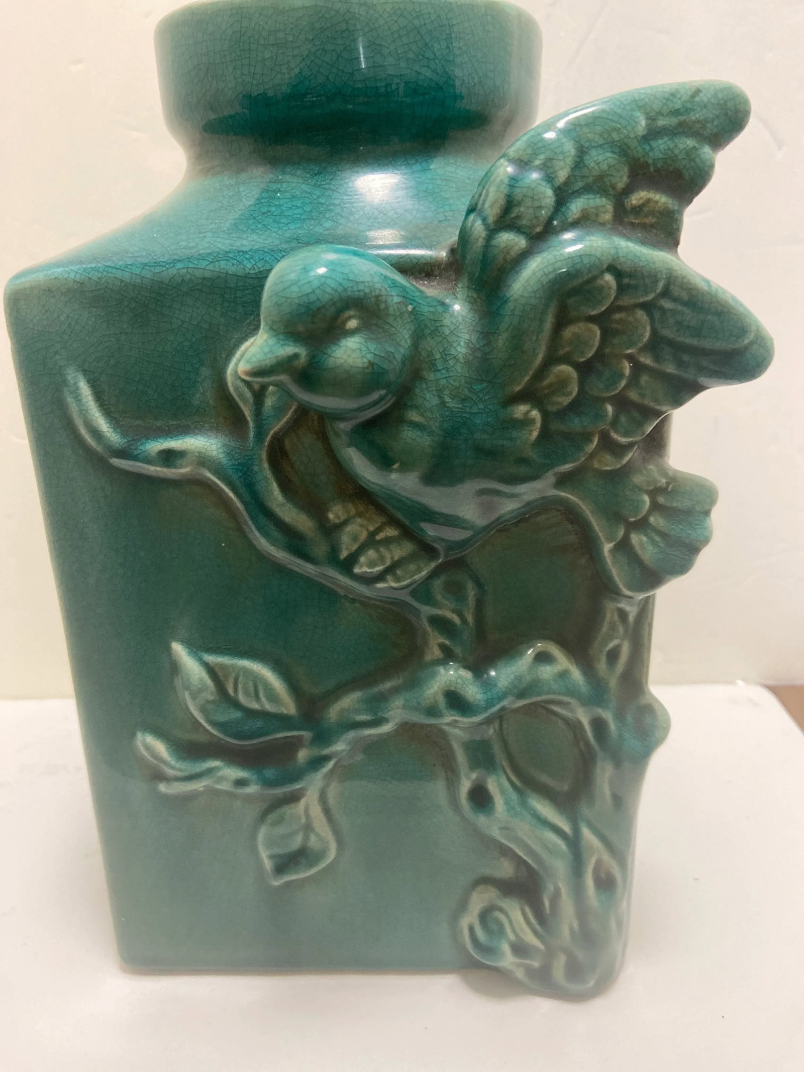 Vintage Art Deco Porcelain Bird Urn Vessel Vase - 3