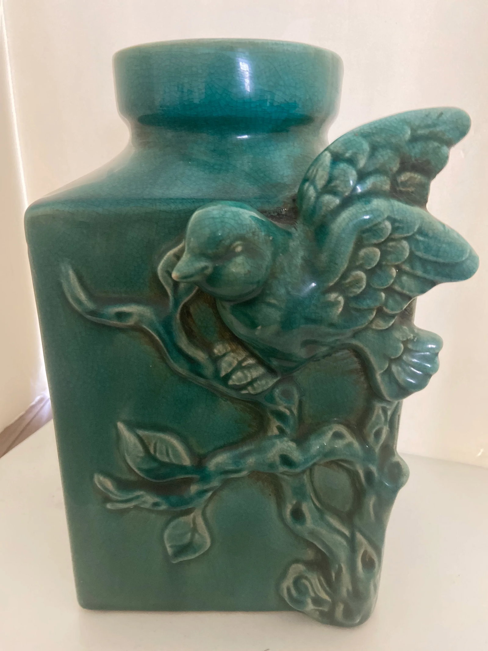 Vintage Art Deco Porcelain Bird Urn Vessel Vase - 9