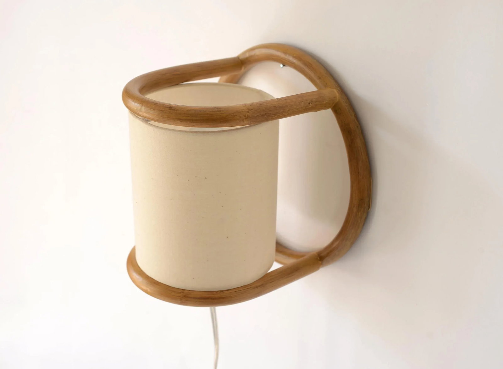 Vintage 1970s Boho Bent Bamboo Electric Wall Sconce - 11