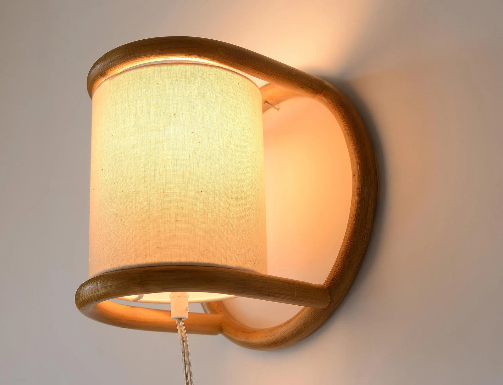 Vintage 1970s Boho Bent Bamboo Electric Wall Sconce - 4