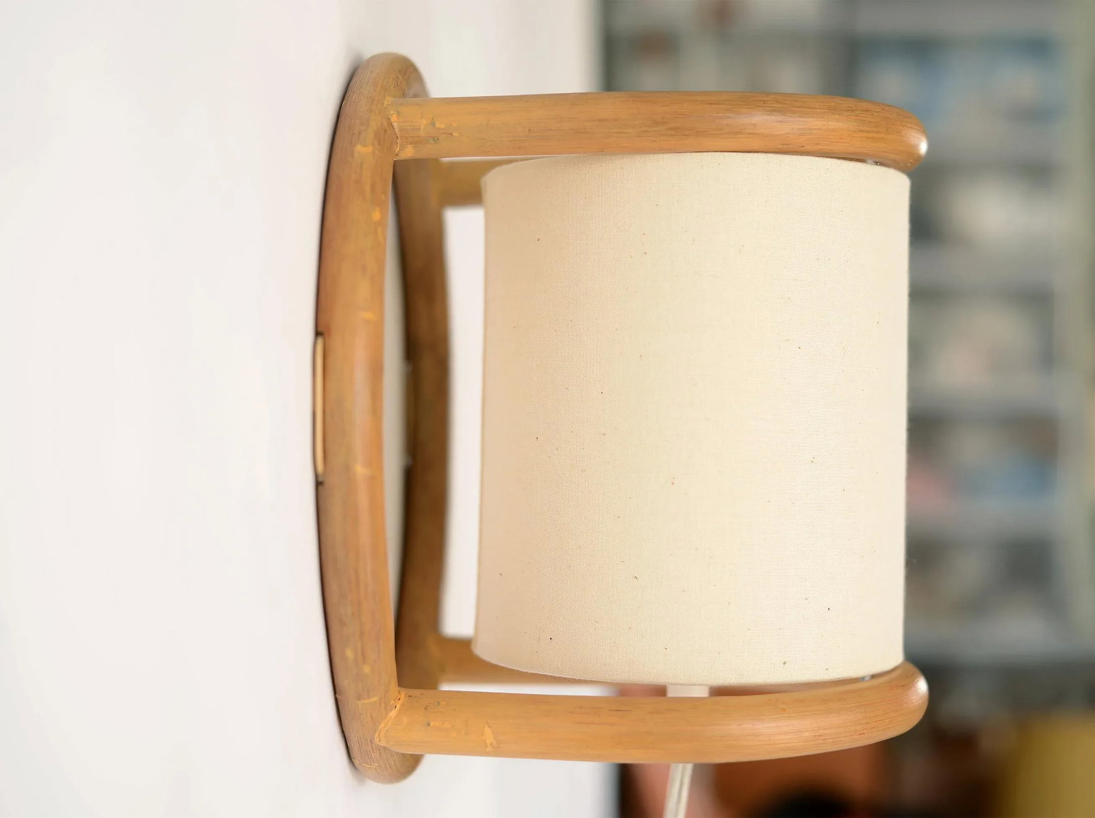 Vintage 1970s Boho Bent Bamboo Electric Wall Sconce - 6
