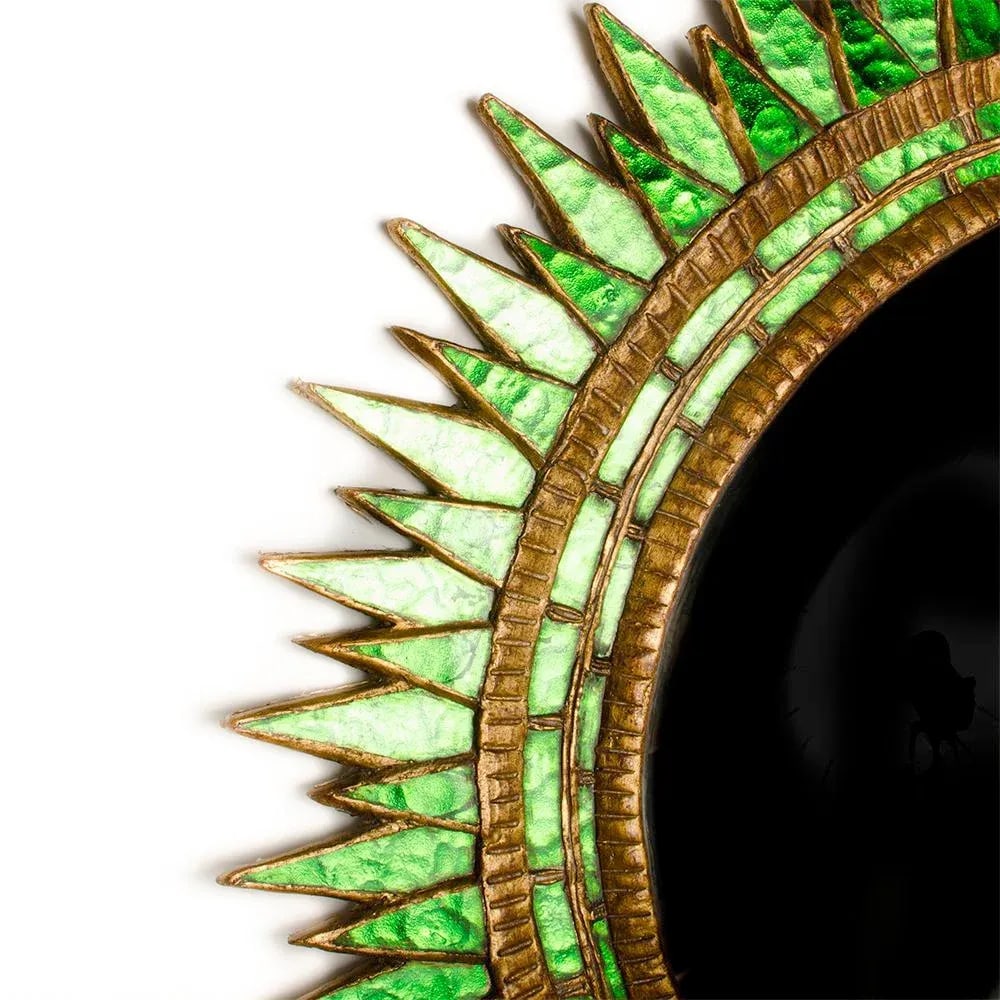 Green Glass Convex Wall Mirror in the Manner of Line Vautrin - 2