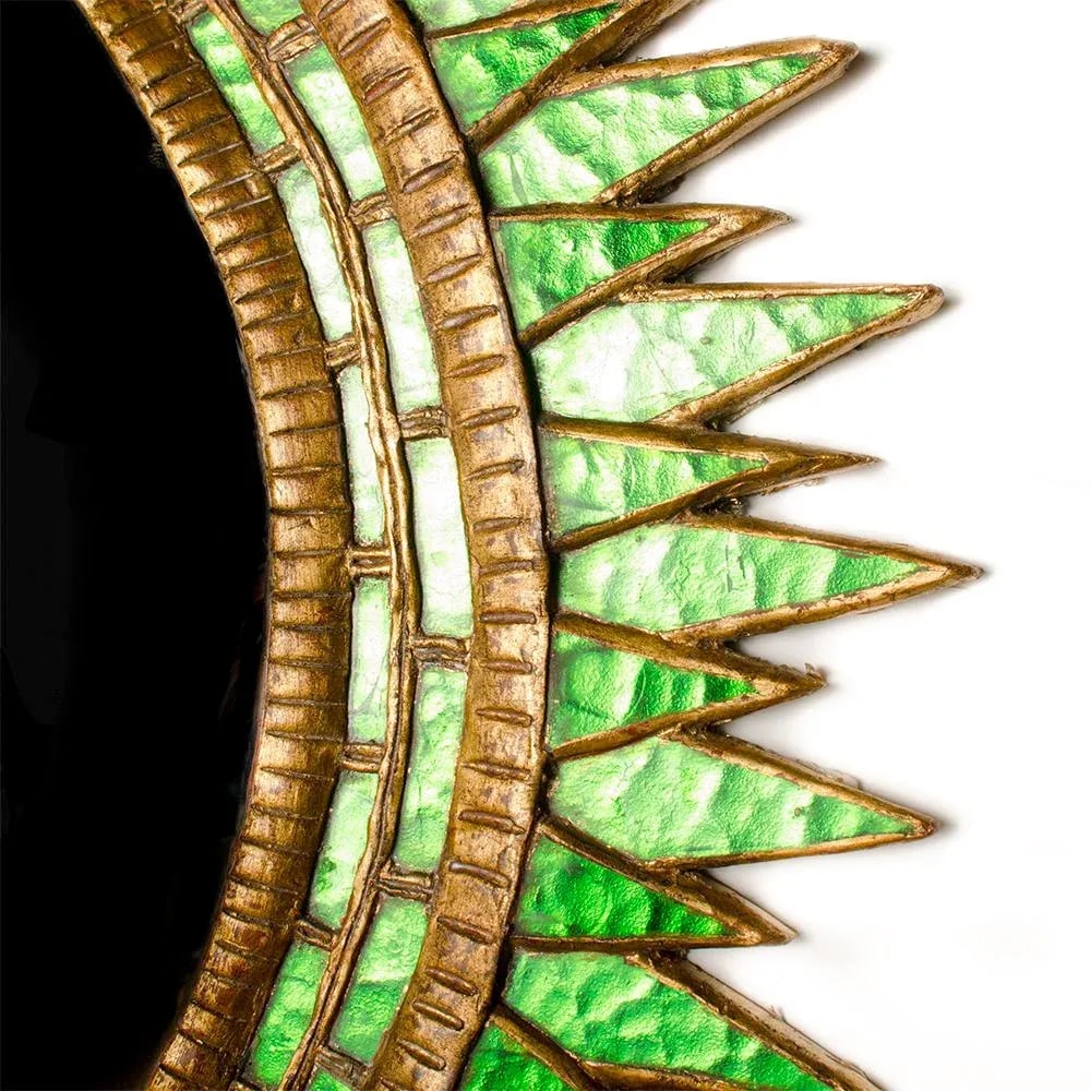 Green Glass Convex Wall Mirror in the Manner of Line Vautrin - 4