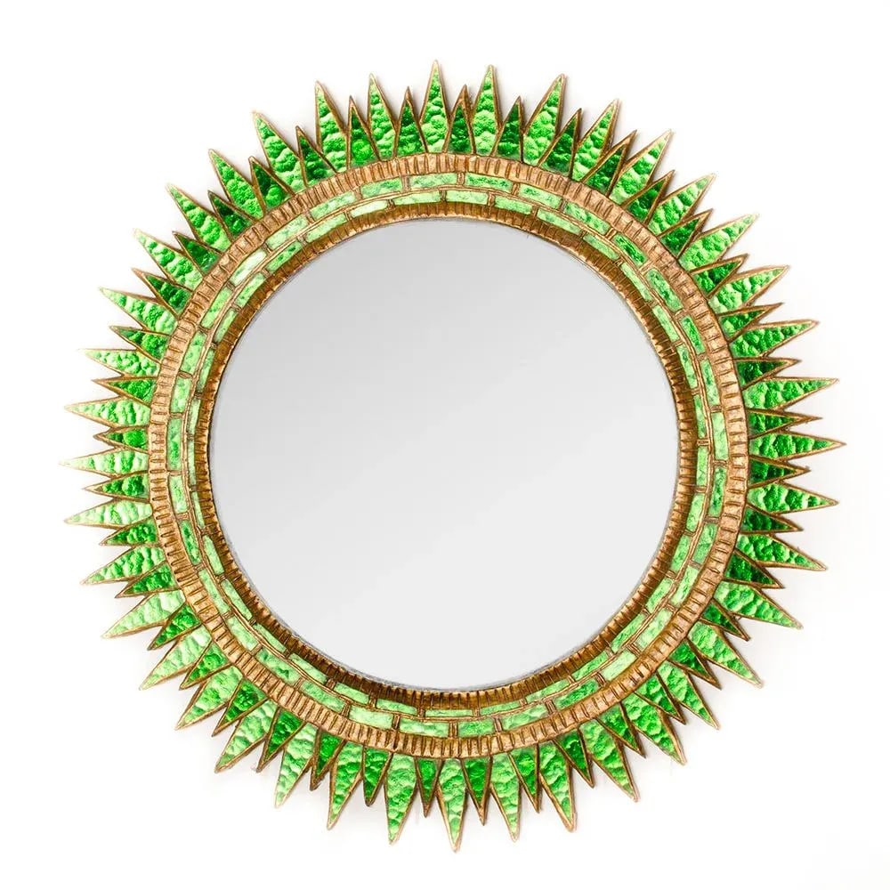 Green Glass Convex Wall Mirror in the Manner of Line Vautrin - 5
