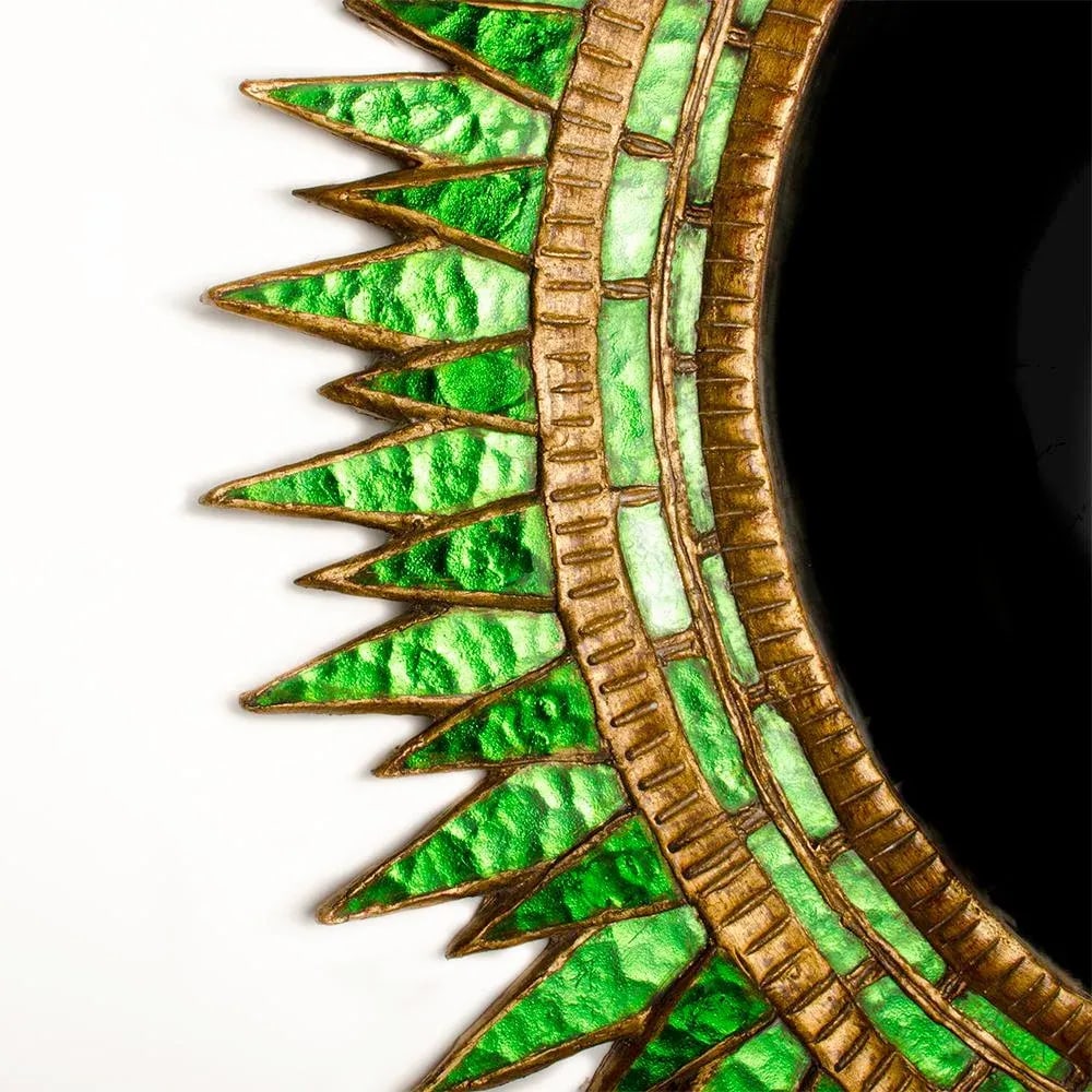 Green Glass Convex Wall Mirror in the Manner of Line Vautrin - 7