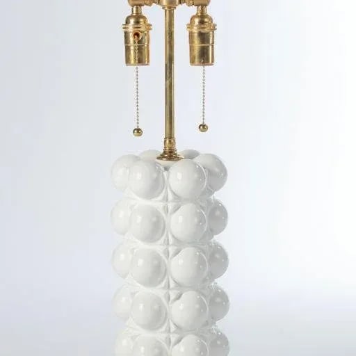 1970s White Lacquered Glass Bubble Table Lamps - A Pair - 4