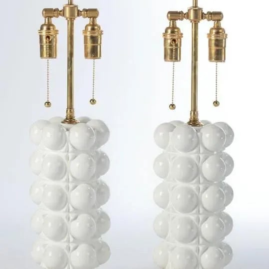 1970s White Lacquered Glass Bubble Table Lamps - A Pair - 5