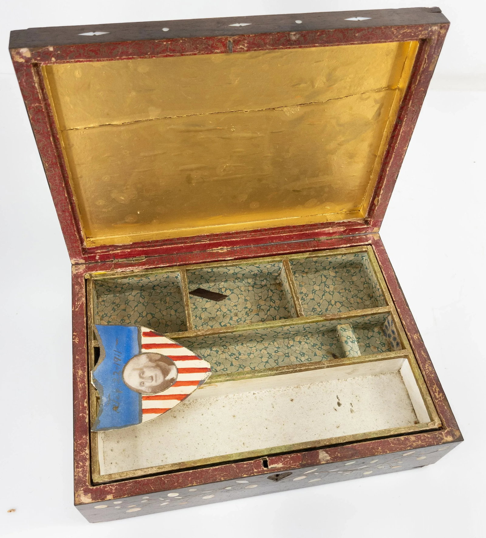 Antique Americana Folk Art Rosewood Writing Box - 7