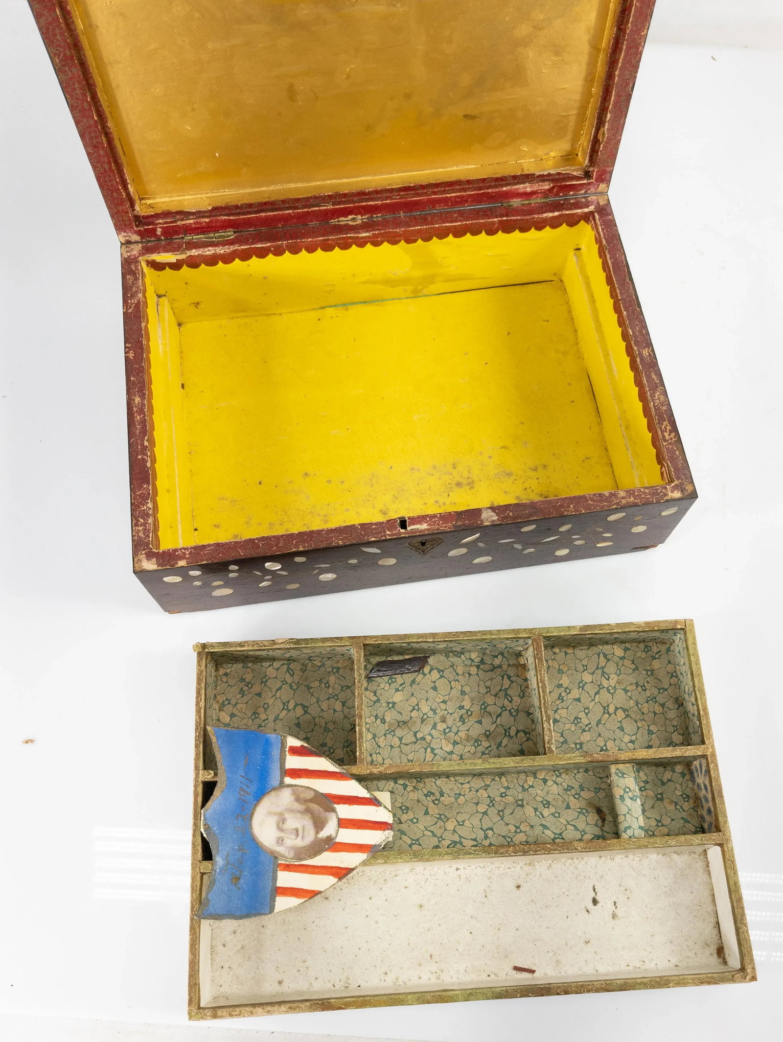 Antique Americana Folk Art Rosewood Writing Box - 8