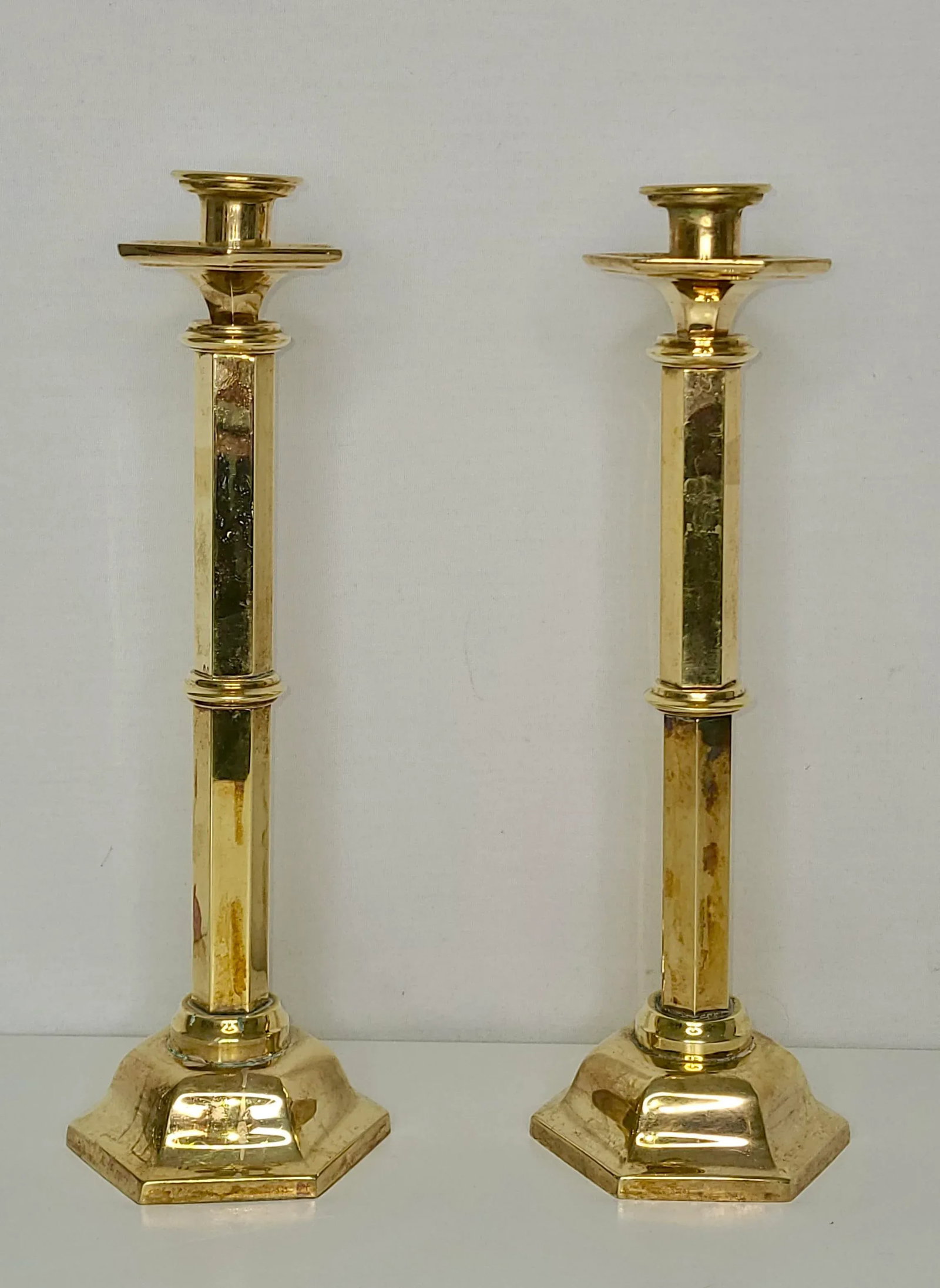 Early 20th Century Art Deco Brass Candlesticks - a Pair - 2
